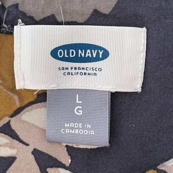 OLD NAVY Woven Cami Grey Floral Defined Waist Spaghetti Strap Dress L - Picture 5 of 16